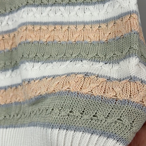 🆕Hem & Thread Sage/Coral Sweater Striped Short Sleeve Textured S,M & L - Picture 5 of 11